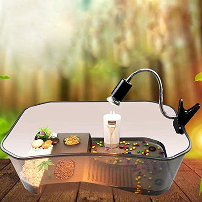 PINVNBY Plastic Turtle Tank Reptile Habitat Pet Terrariums Turtles Tank Aquarium Terrapin Topper Basking with Platform Plants,Durable,Safe, Non-Toxic(Black) - color: Black
