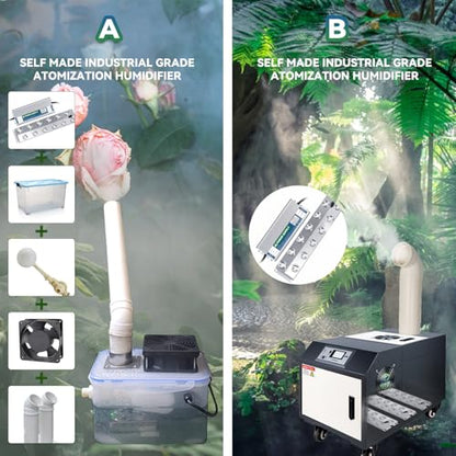 Mxmoonant Mist Maker 12 Head Ultrasonic Mister Pond Fogger 8400ml/H Humidifier w/400W Power Supply, Float, Replacement Discs for Water Fountain, Mushroom Plant Humidity, Halloween Decoration 110V