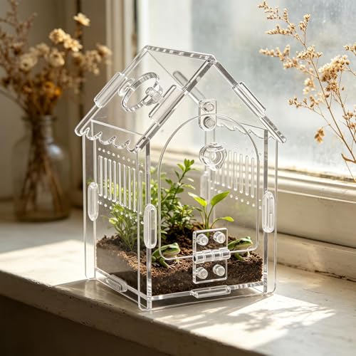 Reptile Breeder Box, Transparent Animal Container Tank, Ventilated Terrarium for Small Pets Secure Escape Proof Design, Easy Feeding Observation Habitat Gecko Frog Snake Use