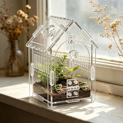 Reptile Breeder Box, Transparent Animal Container Tank, Ventilated Terrarium for Small Pets Secure Escape Proof Design, Easy Feeding Observation Habitat Gecko Frog Snake Use