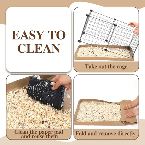 AmazingSpark 12 Pcs 49.2" x 25.6" Disposable Guinea Pig Cage Liners 4 x 2 ft Cage Disposable Bottom Waterproof Kraft Paper Liner Bag for Guinea Pigs Bedding Small Animal Pet Supplies