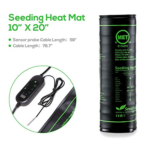 MET Certified Seedling Heat Mat with 50℉~108℉ Digital Thermostat Controller for Seed Germination (20" x 20") - size: 20" X 20" & Thermostat Controller