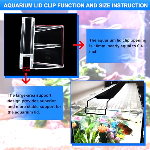 NestBasics 12pcs Transparent Aquarium Lid Clips,Rimless Fish Tank Glass Cover top Support,Aquarium Hood Holder, Aquarium top Clips,fit 8-10mm Thickness Glass(Transparent, 12pcs 8-10mm Clips) - size: 12pcs 8-10mm clips