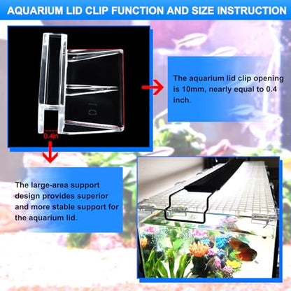 NestBasics 12pcs Transparent Aquarium Lid Clips,Rimless Fish Tank Glass Cover top Support,Aquarium Hood Holder, Aquarium top Clips,fit 8-10mm Thickness Glass(Transparent, 12pcs 8-10mm Clips) - size: 12pcs 8-10mm clips