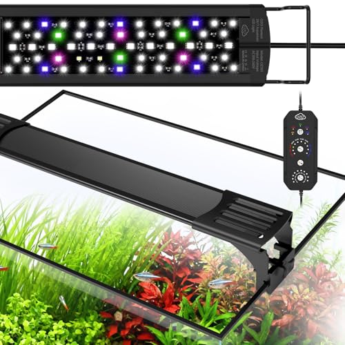 QZQ LED Aquarium Light, 16W Fish Tank Light with 24/7 Lighting Mode, Timer, DIY Mode, Adjustable Brightness, Full Spectrum Aquarium Plant Light with Extendable Brackets for 10-16 Inch Fish Tank - size: 16W for 10-16 inch tank