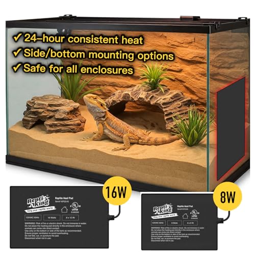 Reptile Heat Pad, 8" X 12" 16W, Heating Pad for Reptile Tank, Lizard, Snake, Bearded Dragon, Hermit Crab, Leopard Geckos Terrarium Heating Mat, Safe & Durable Heat Pad for Reptiles - size: 16W Reptile Heat Pad