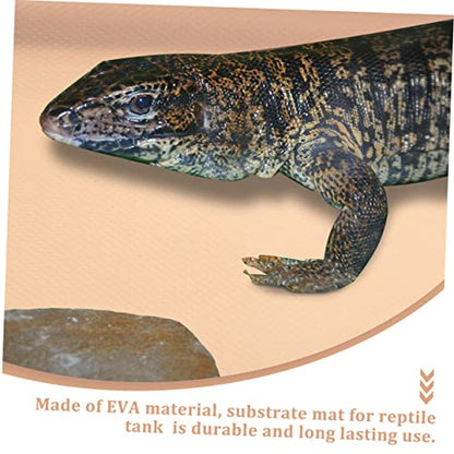 Yardwe Turtle Tank Background Reptile Carpet Snake Bedding Bearded Dragon Tank Mat Non-Slip Eva Liner Terrarium Supplies - color: Beige