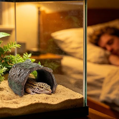 Mygeromon Reptile Hides Leopard Gecko Hideout Resin Caves Tank Accessories Decor 2 Pcs