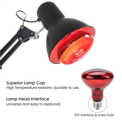 100W IR Infrared Heat Lamp Light Therapy Pain Relief Body Muscle Massage Infrared Red Heat Light Therapeutic Therapy Lamp Relieve Body Joint Pain Muscle Aches Portable Home USE