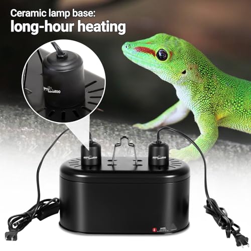REPTI ZOO Dual Reptile Light Fixture for Reptile Dome UVB Lamp Fixture Dual Reptile Reflector Dome Lamp Cap Combo Integration Design Heat Lighting - size: 1 Count (Pack of 1)