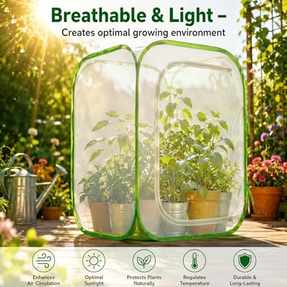Pop Up Plant Tent, Zippered Mesh Grow Cage for Garden Pest Protection, Durable Reusable Plant Cover for Vegetables Fruits Flowers Against Birds & Insects for Outdoor Indoor Plants(16 x 16 x 24 Inches) - size: 16" x 16" x 24"