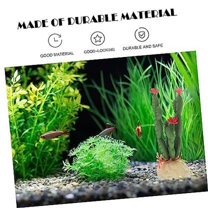 Realistic Artificial Cactus Aquarium Plant Plastic Fish Tank Decor Wear Resistant Simulated Succulent Landscape Ornament for Reptile Terrarium and Underwater Hideout