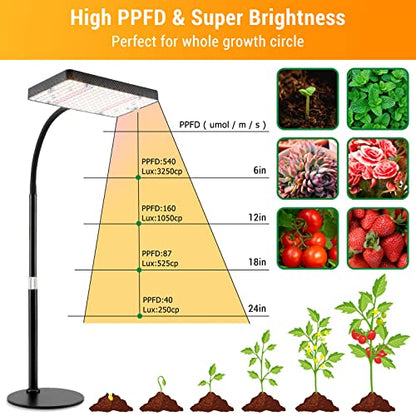 FECiDA Desk Grow Lights for Indoor Plants, Bonsai, Seed Starting, Table Top Grow Light UV-IR Full Spectrum, 25 Watt Power Draw, Bright Enough LED Growing Lamp, 16"-24" Height Adjustable - size: TableTop-1Head-25W-OnOff