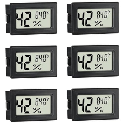 Mini Hygrometer Indoor Humidity Meter Hygrometer Thermometers 6 Pack Humidity Meters Gauge Hygrometer Mini Digital Thermometer Hygrometer with Fahrenheit (℉) for Humidors, Greenhouse, Garden, Cellar