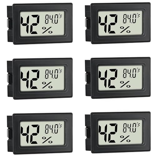 Mini Hygrometer Indoor Humidity Meter Hygrometer Thermometers 6 Pack Humidity Meters Gauge Hygrometer Mini Digital Thermometer Hygrometer with Fahrenheit (℉) for Humidors, Greenhouse, Garden, Cellar