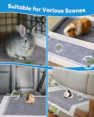 BUCATSTATE 50 Count Disposable Guinea Pig Cage Liners, Super Absorbent Guinea Pig Bedding, Bamboo Charcoal Odor Control Pee Pads for Rabbits, Ferrets and Small Animals (18''x24'') - size: 50 Count
