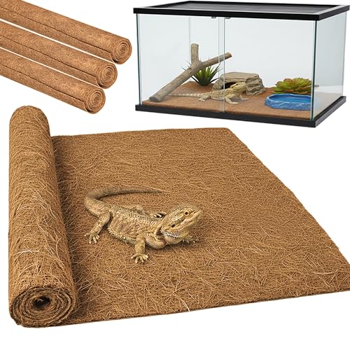 Reptile Carpet, Reptile Mat, Natural Coconut Fiber Liner Flooring for Tank, Bearded Dragon Tank Accessories (18"X 36", 3 PCS) - color: Brown 18"×36", size: 3 PCS
