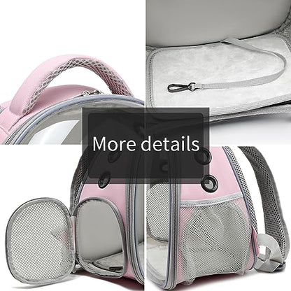 Portable Travel pet Backpack Carrier Hamster Bag Guinea Pig Bird Small Dog cat Turtle Carrier Rabbit Cage Squirrel Bearded Dragon Breathable Hangbag (Pink) - color: pink