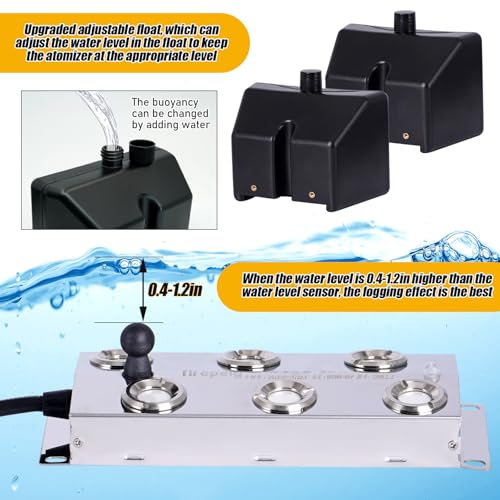 Mist Maker 6 Head Ultrasonic Fogger Pond Fogger Mister Atomizer Ultrasonic Humidifier for Greenhouse, Halloween Decor, with Float, Waterproof Power Supply and Ceramic Discs (6 Heads) - style: 6 heads