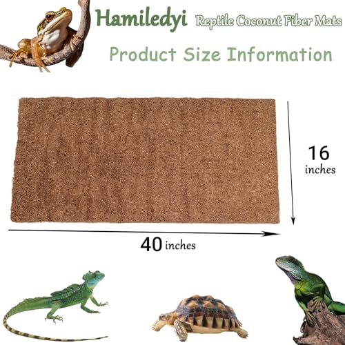 Hamiledyi Reptile Carpet 40" L x 16" W Natural Coconut Fiber Tortoise Carpet Mat for Pet Terrarium Liner Reptile Supplies for Lizard Snake Chamelon Turtle Bedding Bunny Rabbit Mat - size: 1 Pack/40 x 16 Inch