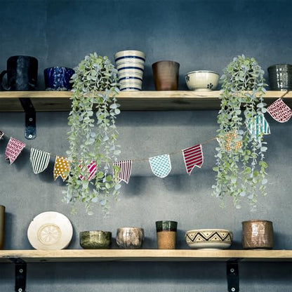 Fake Hanging Plants Eucalyptus Potted Artificial Plant Small Faux Ivy Vines Decor for Floating Shelf Kitchen Bathroom Cabinets Indoor Outdoor Pack of 2 23.6 Inches Long