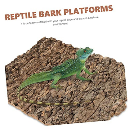 ibasenice 2pcs Cork Reptile Bark Decor Turtle Basking Platform Snake Climbing Bark Reptile Decorations Stain Resistant Terrarium Decor