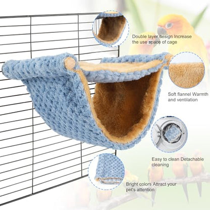 BWOGUE Winter Warm Bird Nest Bed Hanging Hammock Snuggle Hut Parrot House Tent Toy Bird Cage Perch for Parakeet Budgies Cockatiels Lovebird Cockatoo Finch Hamster Chinchilla Guinea Pig - color: Blue, size: Medium (9"x7.2")