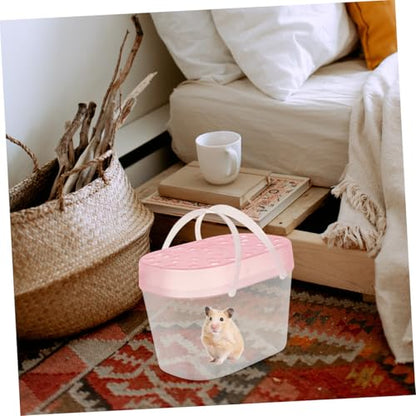 Beaupretty 2pcs Portable Hamster and Reptile Plastic Carriers Medium Size Pink Small Animal Travel Boxes for Hamsters Turtles and Crawling Pets