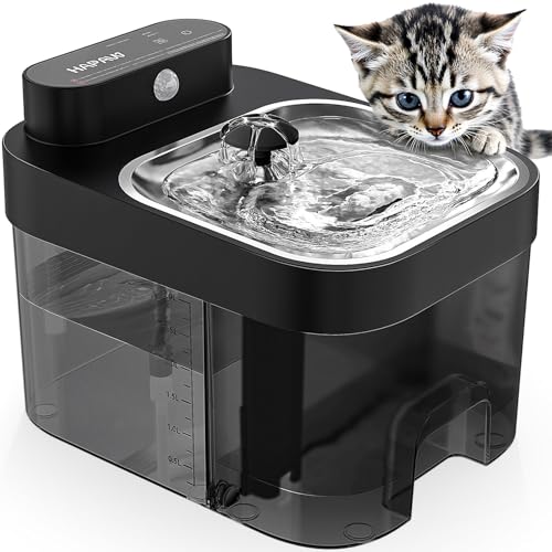 Cat Water Fountain, Wastewater Separation & No Filter Cotton, Pet Water Dispenser with 101oz/3L Large Capacity Tank, Wireless Automatic Water Fountains for Cats Indoor Cat Watering Supplies - color: Black