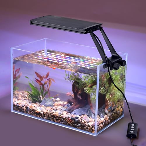 hygger Clip On 24/7 Lighting Aquarium LED Light,Sunrise-Daylight-Moonlight and DIY Mode, Adjustable Timer/Brightness Fish Tank Light with 7 Colors for Planted Tank (12W for 7~10in Tank) - size: 12W for 7~10in Tank