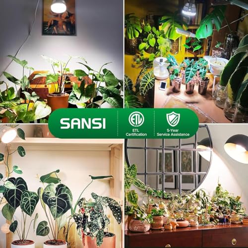 SANSI Dimmable Grow Light Bulb, Full Spectrum with Remote Control, Auto On Off Timing 4 8 12 Hrs, 10W PAR20 (150 Watt Equiv) Grow Lamp with Optical Lens for High PPFD, Energy Saving for Indoor Plants - size: PPFD 97