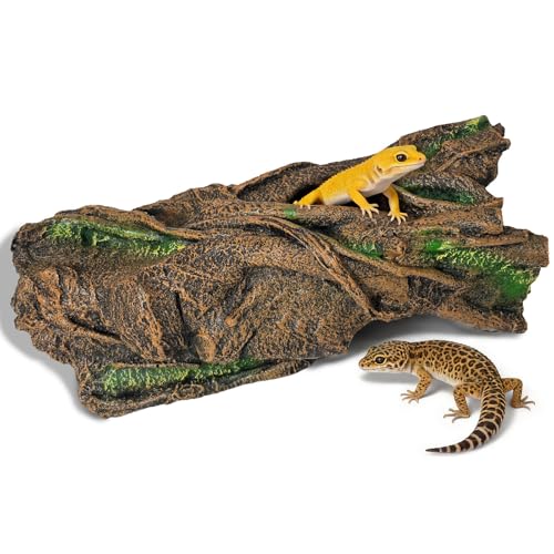 Reptile Lizard Snake Hideout - Large Hollow Decor for Ball Python Bearded Dragon,Rest Caves and Shelter for Geckos,Amphibians,Turtles,Frogs,and Small Animal Tank Accessory with Basking Platform - color: Banyan Root Reptile Hideout B