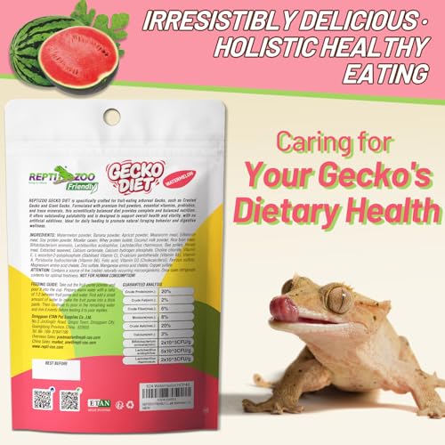 Crested Gecko Food, Fruit Mix Watermelon and Insects Complete Diet Gecko Food 2oz