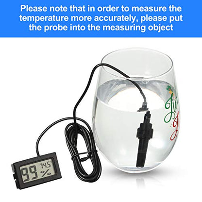 Weewooday Mini Digital Temperature Humidity Meters Gauge with Probe Gauge LCD Fahrenheit Display Thermometer Hygrometer for Incubator Reptile Plant Greenhouse Chicken Coop Garden(Black, 6 Pieces) - size: Black