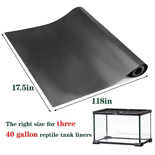Vodolo Bearded Dragon Tank Accessories, Reptile Terrarium Carpet Substrate for Leopard Gecko, Lizard, Iguana, Snake, Tortoise, Non-Adhesive Reptile Habitat Bedding(Black 118inch) - size: 118inch