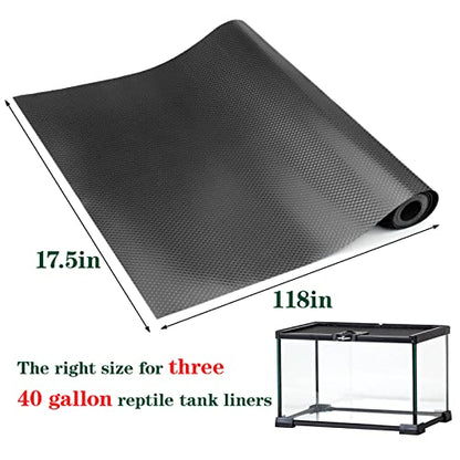 Vodolo Bearded Dragon Tank Accessories, Reptile Terrarium Carpet Substrate for Leopard Gecko, Lizard, Iguana, Snake, Tortoise, Non-Adhesive Reptile Habitat Bedding(Black 118inch) - size: 118inch