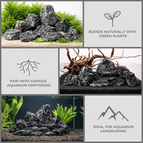 2.2-4.1 Inches Natural Seiryu Stone, 10 PCS Small Aquarium Rocks for Aquascaping, Iwagumi Layouts, Terrariums & Aquarium Décor - size: 2.2-4.1 in