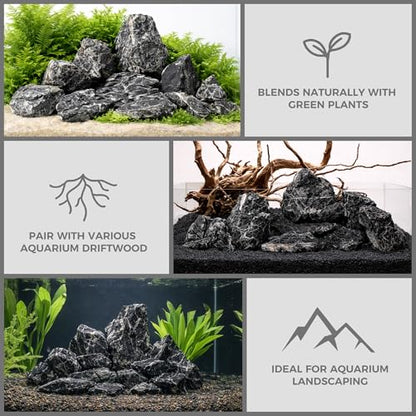 2.2-4.1 Inches Natural Seiryu Stone, 10 PCS Small Aquarium Rocks for Aquascaping, Iwagumi Layouts, Terrariums & Aquarium Décor - size: 2.2-4.1 in