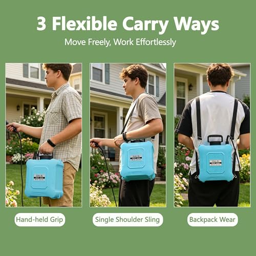 Upgraded 2-Gallon Battery Sprayer Used for Fertilizer, Pesticides, Weeds & Pests, – USB Charging, 6 Nozzles, 2 Speeds, Retractable Wand, Adjustable Shoulder Strap (Blue) - color: Blue