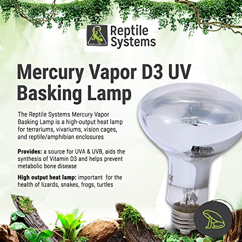 DrTims Aquatics 34119030: Mercury Vapor D3 Uv Basking Lamp 100W