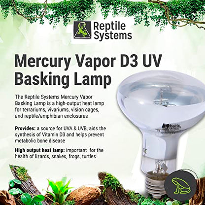 DrTims Aquatics 34119030: Mercury Vapor D3 Uv Basking Lamp 100W