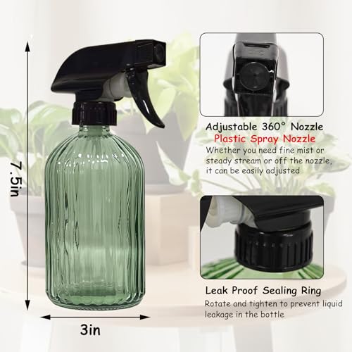 YYTSGG Glass Handheld Spray Bottle, 13.5oz Refillable Water Spray Bottle, Reusable Adjustable Nozzle Plant Mister Spray Bottles Indoor, Plant Mister for Hair, Cleaning, Gardening, Pets Care (Green) - color: Green