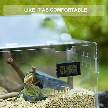 BETAZOOER Reptile Terrarium Breeding Tank Acrylic Reptile Feeding Box with Temperature Hygrometer (11.4"x7.7"x5.9") - size: Small