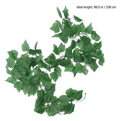 Reptile Plastic Plants Terrarium Decor Hanging Silk Leaves,Artificial Lifelike Vines Decorations for Bearded Dragons,Lizards,Geckos,Snake Breeding Box and Fish Tank (2 Strands)