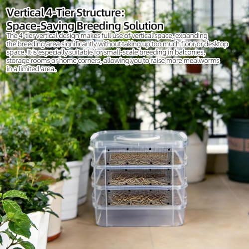 Mealworm Breeding Kit - Aluminum, Waterproof Clear Mesh Habitat, Four Layer Farm Container | Reuseable Breeding System with Zipper Handle, Indoor Outdoor Habitat for Birds, Reptiles