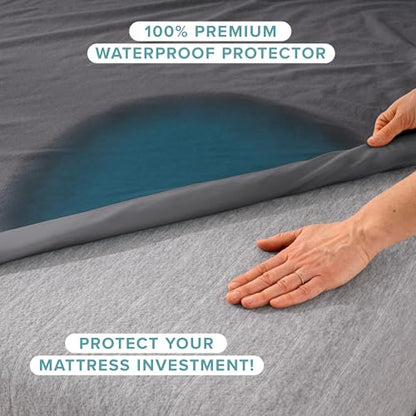 Bare Home Queen Size Mattress Protector - 100% Waterproof & Breathable - Premium Cooling Mattress Cover - Protects Against Spills - Vinyl Free Noiseless - Protect Your Mattress (Queen, Grey) - color: Grey, size: Queen