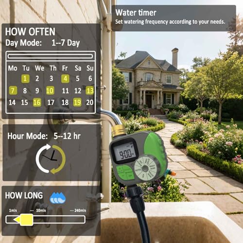 Drip Irrigation System with Water Timer for Garden,Main ID 1/2inch 16.5Ft And 1/4inch 96Ft Water Hose, Automatic Watering System Sufficient Water Pressure, Irrigation Dripper Waterflow Evenly Easy DIY - size: S7
