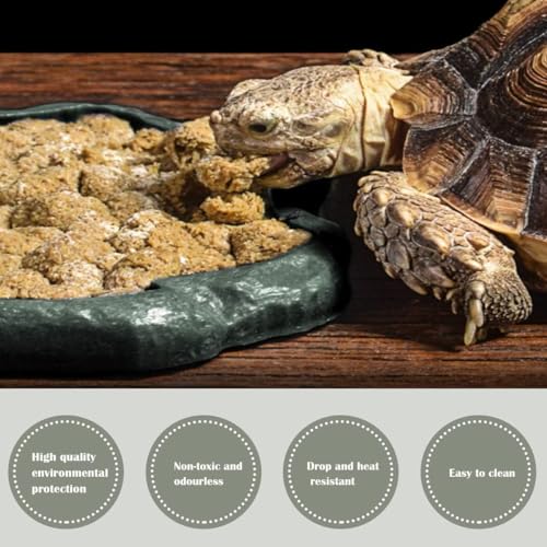 AYNEFY Reptile Food Water Rock Bowls,Resin Reptile Feeder Lizard Feeding Dish Amphibian Feeder Bowl Terrarium Decor for Bearded Dragons Leopard Gecko Frog Snake(Emerald - size: S