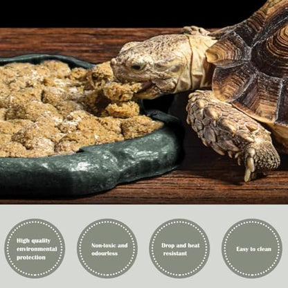 AYNEFY Reptile Food Water Rock Bowls,Resin Reptile Feeder Lizard Feeding Dish Amphibian Feeder Bowl Terrarium Decor for Bearded Dragons Leopard Gecko Frog Snake(Emerald - size: S