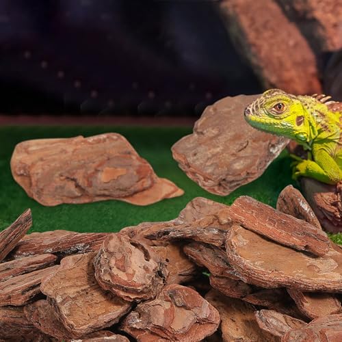 DECHOUS Turtle Box Landscape Decor Pine Bark Bedding 500g Pack Reptile Habitat Rainforest Terrarium Substrate for Tortoise and Reptile Breeding